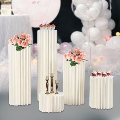 Tafeldecoratie – Bloemendisplays – Tafelstukken – Bruiloftdecoratie – Feestdecoratie – Set van 5 – Stevig Honingraatkarton – Verschillende Hoogtes 20-100 cm