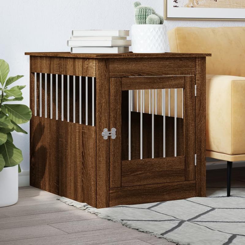 Hondenbench – Hondenkooi – Huisdier Bench – Dierenbench – Dierenkooi – Ruimtebesparend Design – Massief Hout Met Stalen Frame – Compact 64,5x80x71 cm – Modern Design – Voor Kleine Honden – Binnen en Buitengebruik