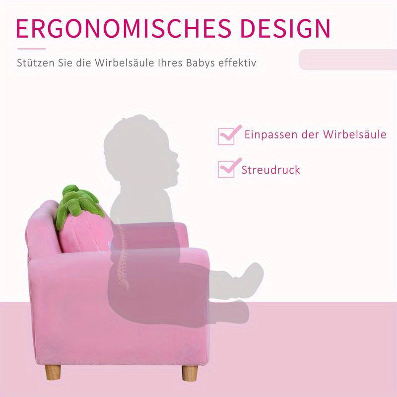 Fauteuil – Zitzetel – Armstoel – Loveseat – Sofa Chair – Zacht Schuim – Stevig Frame – Aardbeienprint – Roze Wit – Multifunctioneel – Onderhoudsvriendelijk