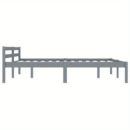 Bedframe – Massief Houten Bed – Houten Ledikant – Kiep Bed – Slaapkamer Bed – Grijs Kieferhout – 160x200 cm – Duurzaam Massief Hout
