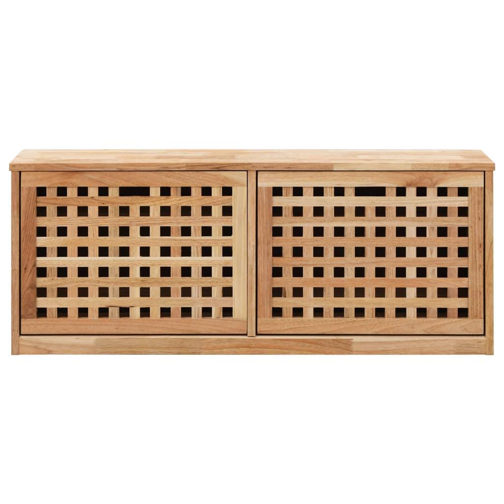 Solid Walnut Wood Shoe Storage Bench 94x20x38cm - Classic Entryway Long Window Bench, End of Bed Ottoman for Bedroom, Hallway, Living Room, Shoe Cabinet