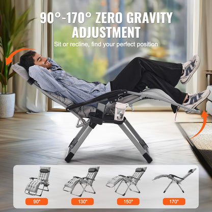 Zero Gravity Stoel – Relaxstoel – Ligstoel – Tuinstoel – Lounge Stoel – Verstelbaar 90°-170° – Draagkracht 225 kg – Comfortabel Kussen 10 cm