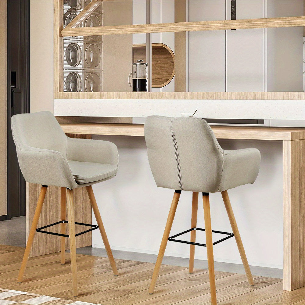 Barkrukken – Barstoelen – Krukken – Barhockers – Barkrukken Set – Scandinavisch – Stoffen Bekleding – Met Rugleuning en Armleuning – Hoge Zithoogte 104 cm – Comfortabel & Stevig