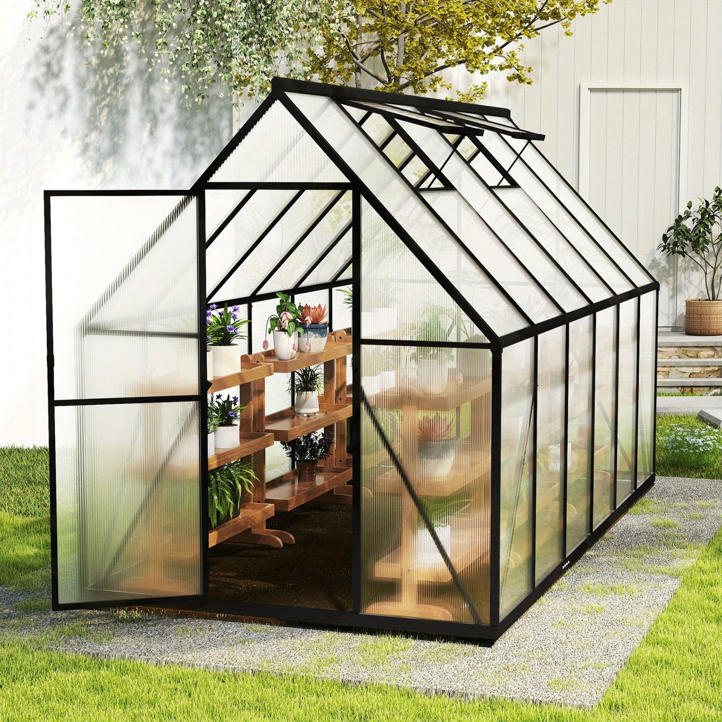 Kweekkas – Serre – Plantenkas – Groentekas – Tuinkas – Aluminium Frame – 340x180x195 cm – Ventilatieraam en Deur