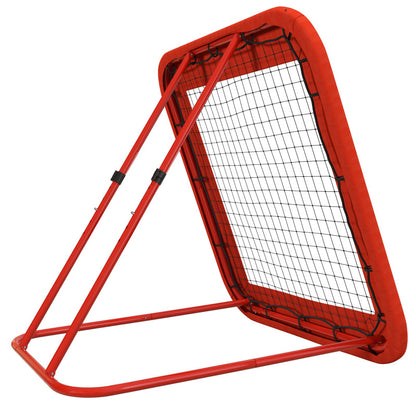 Voetbal Terugkaatser – Baltrainer – Rebounder – Trainingsnet – Sportnet – Verstelbaar 149-366 cm – Stevig Metalen Frame & Oxford Net – Inklapbaar & Draagbaar – Rood