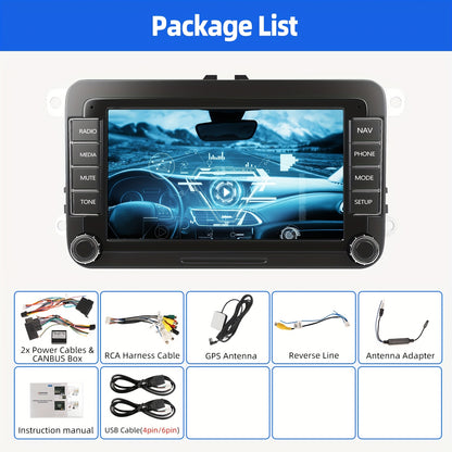 Android 14 Autoradio – Multimedia Ontvanger – Car Stereo – Inbouw Radio – 7 Inch HD IPS Touchscreen – 4GB RAM + 64GB Opslag – Draadloos CarPlay & Android Auto – GPS Navigatie