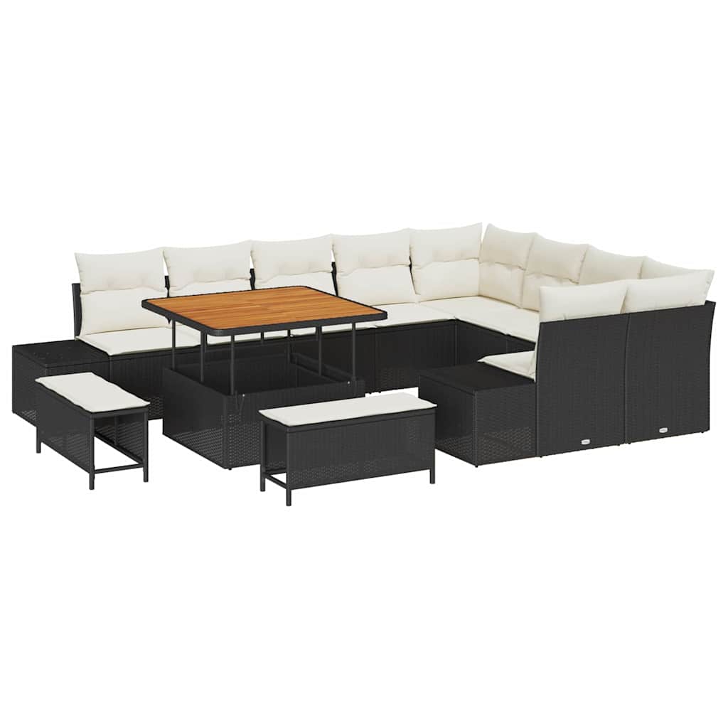 Tuin Loungeset – Tuinmeubel Set – Buiten Sofa Set – Loungeset Balkon – Loungeset 5 Personen – Weerbestendig Poly Rattan – Afneembare Wasbare Kussens Crème