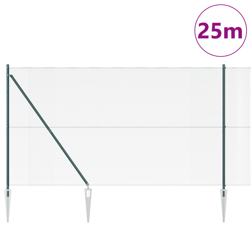 Recinzione in Rete Saldati con 13 Picchetti Verde 1.6 x 2.5m Acciaio