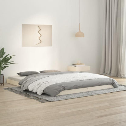 Modern Minimalistisch Queensize Bedframe – Platformbed – Houten Bed – Bedframe Zonder Matras – Bedmet Slats – Stevig Hardhouten Materiaal – Eenvoudige Montage – 150x200 cm Bianco
