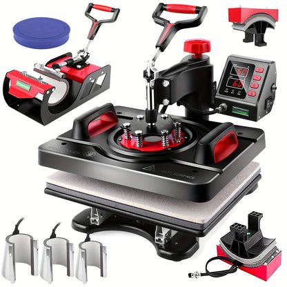 Transferpers – Hittepers – Warmtepers – Heat Press – 5-in-1 Multifunctioneel – 38x30 cm Werkoppervlak – 360° Draaibaar
