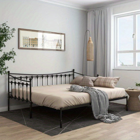 Bedbankframe – Uittrekbare Sofa – Slaapbank Frame – Bedframe Metaal – Logeerbed Frame Zwart – Ruimtebesparend – 90x200 cm