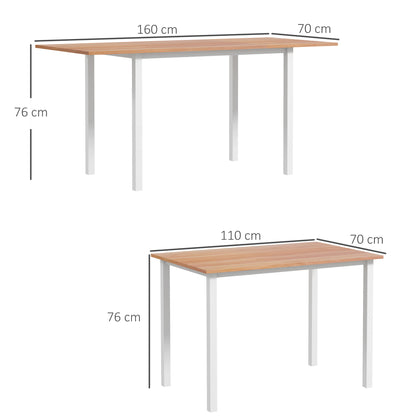 Eettafel – Keukentafel – Uitschuifbare Tafel – Uitklapbare Eetkamertafel – Diner Table – Voor 4-6 Personen – Melamine Blad – Stalen Poten