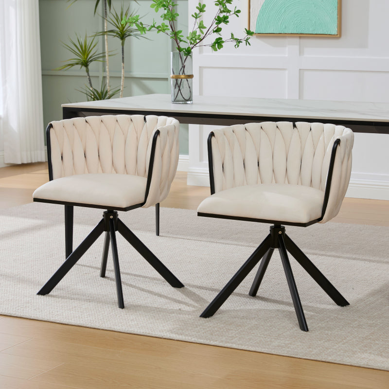 Velours Fauteuil – Lounge Stoel – Draaistoel – Relaxstoel – Zithoekstoel – Set Van 2 – 180° Draaibaar – Ergonomische Rugsteun