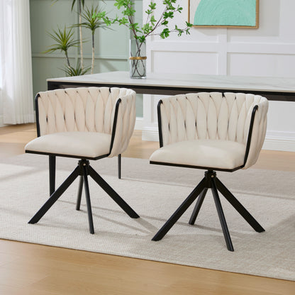 Velours Fauteuil – Lounge Stoel – Draaistoel – Relaxstoel – Zithoekstoel – Set Van 2 – 180° Draaibaar – Ergonomische Rugsteun