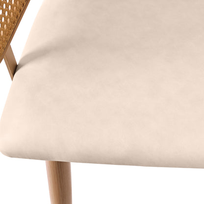 2 Dining Room Chairs in Rattan with PU Leather Cushions, Combining Comfort And Breathability with Modern Minimalist Style. Suitable for Dining Room, Living Room And Cafe., Dining Table Chairs, Kitchen Table And Chairs Set, Ch