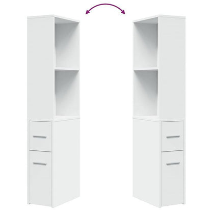 Badkamerkast – Badkamermeubel – Opbergkast – Kolomkast – Smal Kastje – Wieltjes – Hardhouten Materiaal – Lade En Bovenplank