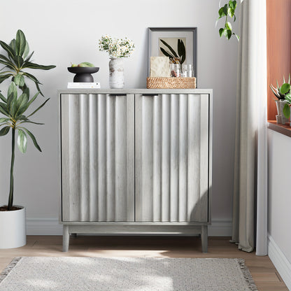Dressoir – Opbergkast – Ladekast – Buffetkast – Wandkast – Grijs – Uniek Groefdesign – Verstelbare Binnenvakken – 3 Hoogtes