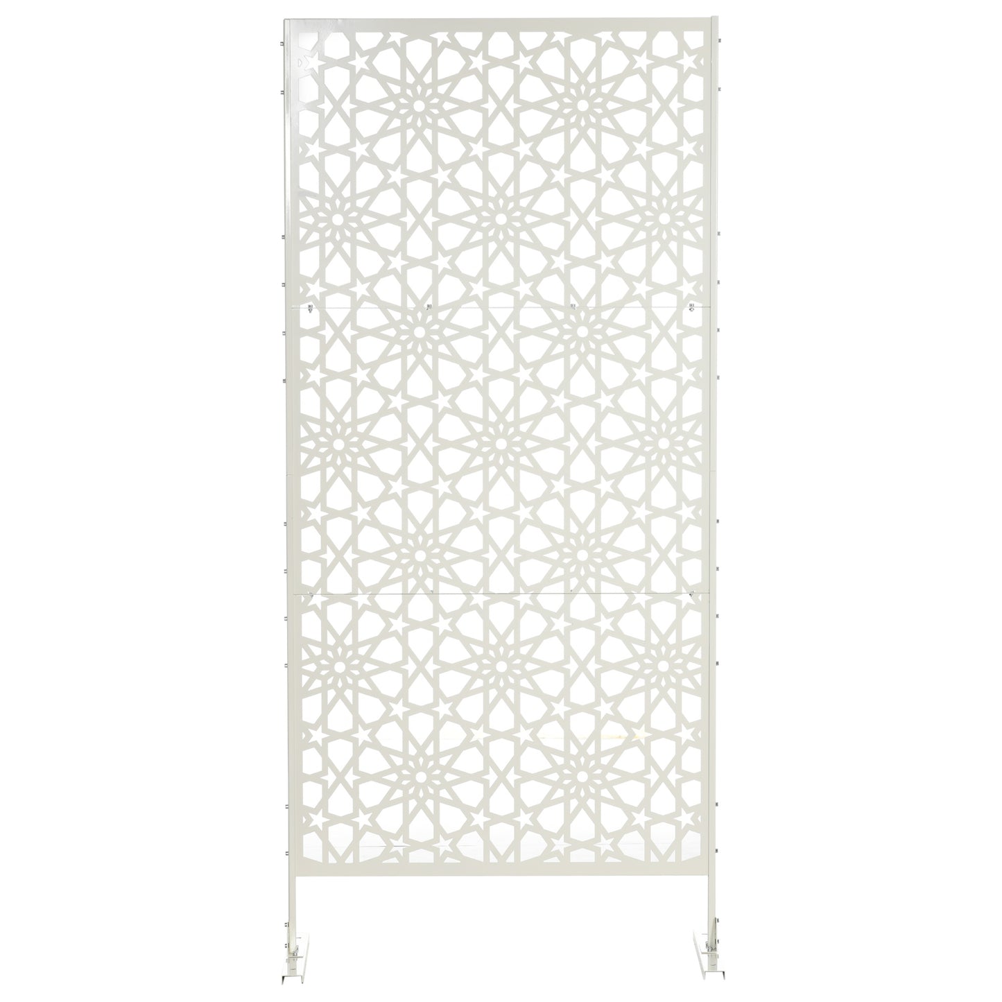 Schermwand – Kamerscherm – Tuinafscheiding – Privacywand – Wit Decoratief Metaal – Weerbestendig Epoxy Coating – 92 x 45 x 198 cm