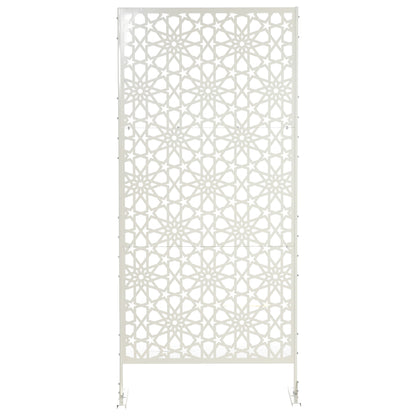 Schermwand – Kamerscherm – Tuinafscheiding – Privacywand – Wit Decoratief Metaal – Weerbestendig Epoxy Coating – 92 x 45 x 198 cm
