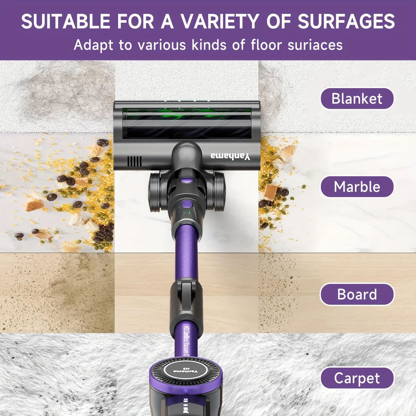 Draadloze Stofzuiger – Steelstofzuiger – Snoerloze Stofzuiger – Handstofzuiger – Kruimelzuiger – Paars – Krachtige Brushless Motor – Lichtgewicht en Compact