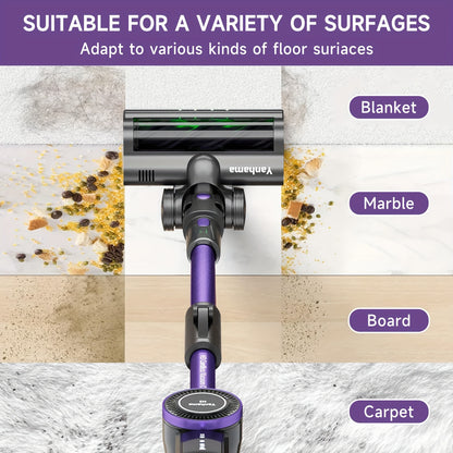 Draadloze Stofzuiger – Steelstofzuiger – Snoerloze Stofzuiger – Handstofzuiger – Kruimelzuiger – Paars – Krachtige Brushless Motor – Lichtgewicht en Compact