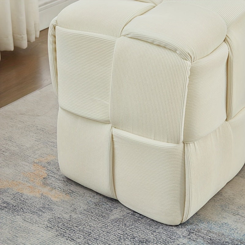 Kruk – Poef – Zitkruk – Bijzetkruk – Voetenbankje – Corduroy Stof – Compact 40x40x40 cm – Beige
