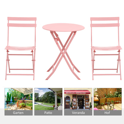 3-Delige Tuinset – Balkonset – Bistroset – Inklapbare Tuinmeubels – Tuinstoelen – Groen – compact & inklapbaar – duurzaam gepoedercoat metaal