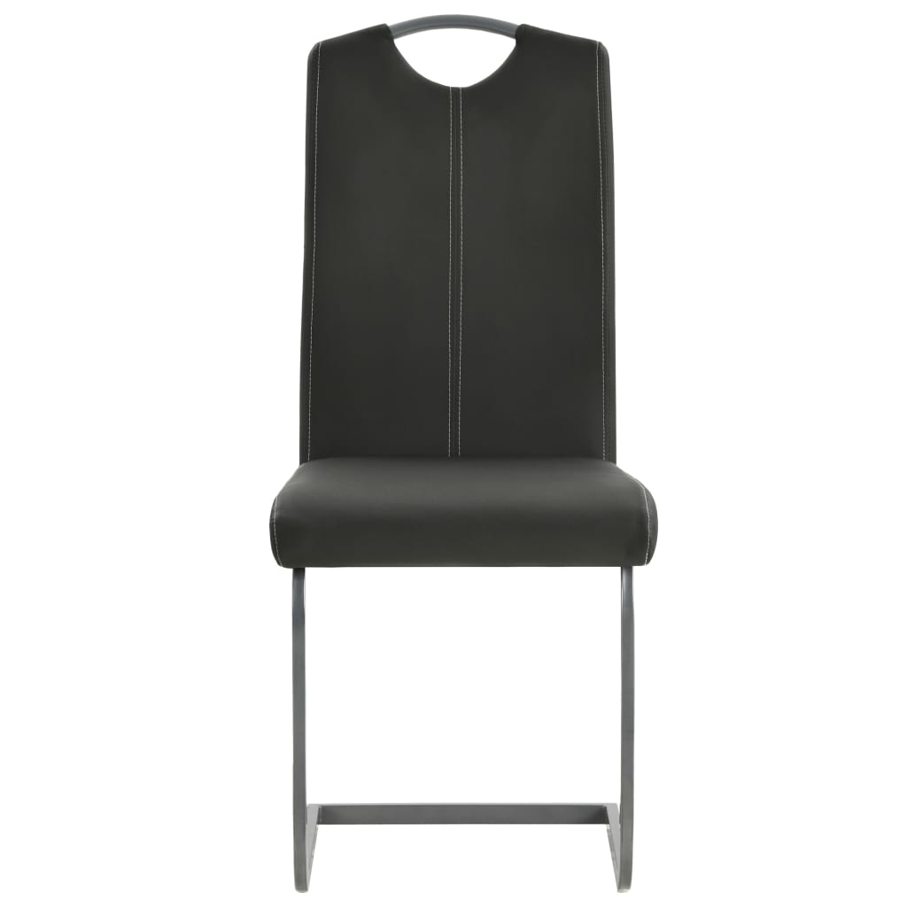 Eetkamerstoelen – Stoelen – Dining Stoelen – Kuipstoel – Zwarte Kunstleren Stoelen – Set Van 2 – Comfortabel Foam Gevoerd – Stevig Metalen Frame