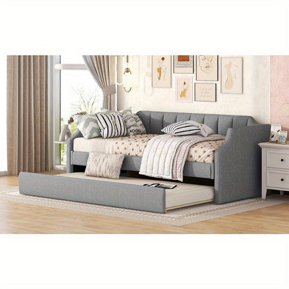 Uitschuifbed – Dagbed – Slaapbank – Eenpersoonsbed – Multifunctioneel Bed – Rollend Frame – Gemakkelijk Montage – Niet-Houten Materiaal – Grijs – Compact Voor Studios