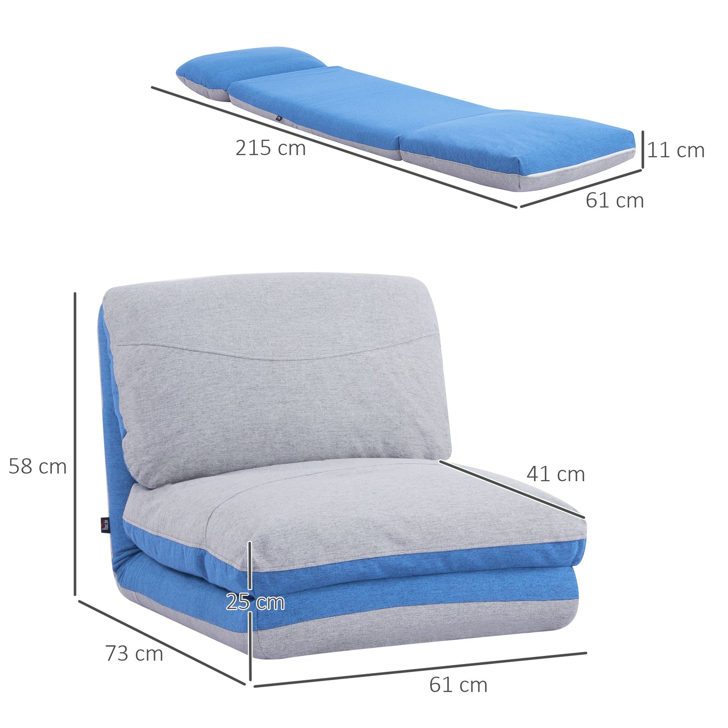 Klapstoel – Vouwstoel – Fauteuil – Slaapstoel – Relaxstoel – Verstelbare Rugleuning 5 Standen – Polyester Linnenlook Blauwgrijs