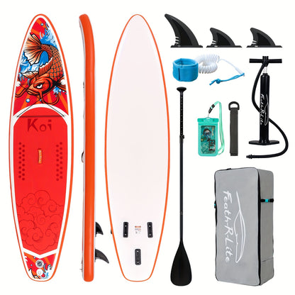 Paddleboard – SUP Board – Stand Up Paddle – Supplank – Waterboard – Carp Leaping Over Clear Waves Variant – Lichtgewicht PVC – Optimale Stabiliteit