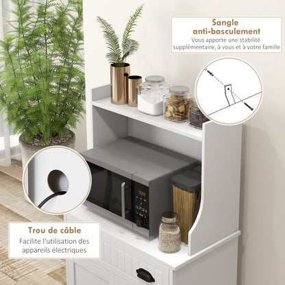 Magnetronkast – Keukenkast – Opbergkast – Kast Met Lade – Keukenmeubel – Verstelbare Planken – Waterafstotend MDF – Wit – Compact Formaat – Anti-Kantel Veilig