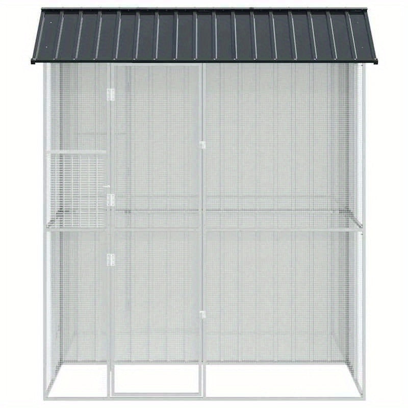Buitenvolière – Vogelkooi – Vogelkooi Buiten – Vogelkooi Groot – Buitenren – Antraciet – Gegalvaniseerd Staal – Ruim 215x110x247 cm – Weerbestendig & Predatorbestendig