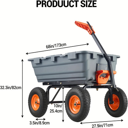 Tuinkar – Kruiwagen – Tuinwagen – Tuinkarretje – Transportkar – Zwaar Belastbaar Tot 362 kg – 180° Draaibare Handgreep & Snelkoppelingssysteem – Stevig Stalen Frame Met Polymeer Laadvlak – 10 Inch All-Terrain Banden – Zwart