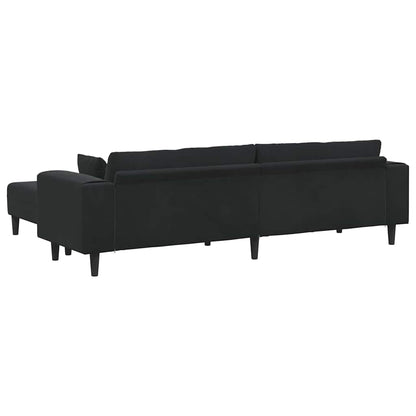 Bankstel – Hoekbank – Slaapbank – Loungebank – Zacht Velvet – Donkergrijs – Stevig Houten Frame – Inclusief Ottoman