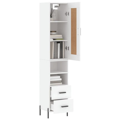 High Cabinet 34.5X34X180 Cm Processed Wood White Storage Cabinet in The Hallway, This Cabinet Offers Ample Storage Space to Keep All Your Items Organized, Suitable for Offices, Bedrooms, Living Rooms, Kitchens, And Hallways.