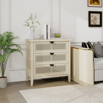 Opbergkast – Opbergmeubel – Ladeblok – Bergkast – Kast met Laden – Wit Bamboo – Duurzaam Natuurlijk Materiaal – 80 cm Hoog – Vrijstaand Met Vloerbescherming