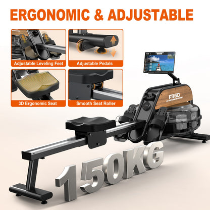 1 VOWVIT 28L Water Tank Rowing Machine for Home | With LED Monitor, Adjustable Tablet Holder, Aluminum Alloy, Max User Height 200 cm, Without Battery