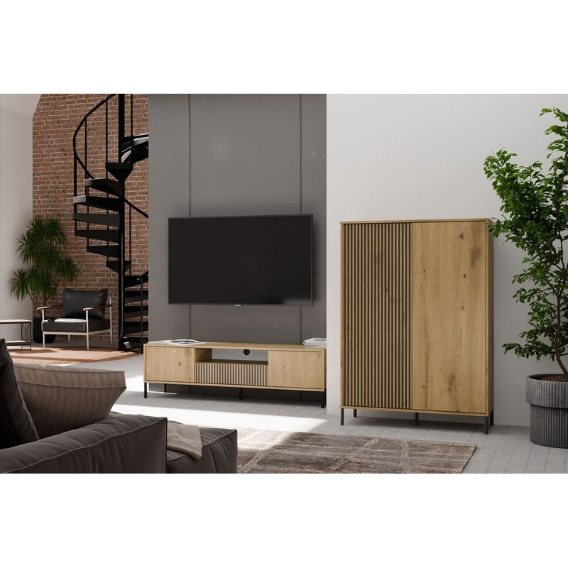 Lambrisering – Wandbekleding – Wandpanelen – Sierlijsten – Behang – 2 Lange Deuren – MDF Artisan Oak – TIP-ON Klik-systeem