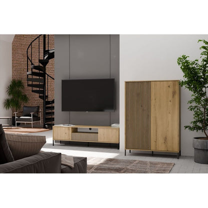 Lambrisering – Wandbekleding – Wandpanelen – Sierlijsten – Behang – 2 Lange Deuren – MDF Artisan Oak – TIP-ON Klik-systeem