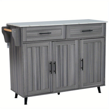 Dressoir – Sideboard – Opbergkast – Buffetkast – Ladekast – Modern Design – Opvouwbaar Tafelblad & Wieltjes – Ruime Opbergruimte Wit Donkerbruin 129x46x91,5 cm