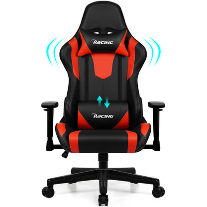 Gamingstoel – Bureaustoel – Gamestoel – Werkstoel – Draaistoel – Ergonomisch Design – Verstelbare Rugleuning Tot 170° – Zwart-Wit PU Leder