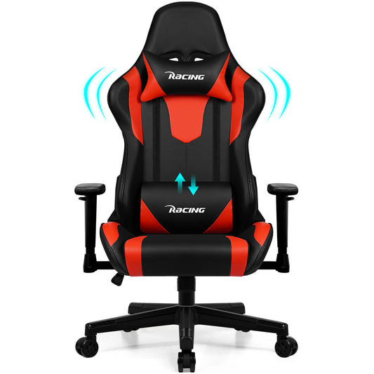 Gamingstoel – Bureaustoel – Gamestoel – Werkstoel – Draaistoel – Ergonomisch Design – Verstelbare Rugleuning Tot 170° – Zwart-Wit PU Leder
