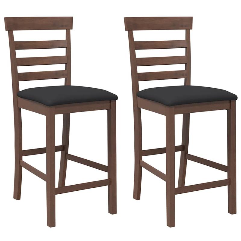 Bar stool with pillow 2pcs of brown solid wood rubber tree,  Dining Room Furniture, Modern Stool, Fabric Upholstery, Backrest Stool, High Stool, Commercial Use, Cafe Seating