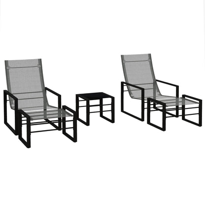 Loungeset – Tuinmeubilair – Buitenmeubels – Balkonset – Terrasstoel – Compact en Weerbestendig – Comfortabel Grijs Mesh