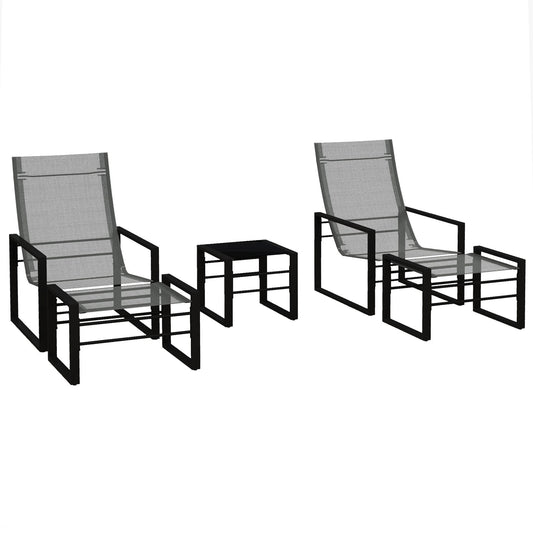 Loungeset – Tuinmeubilair – Buitenmeubels – Balkonset – Terrasstoel – Compact en Weerbestendig – Comfortabel Grijs Mesh