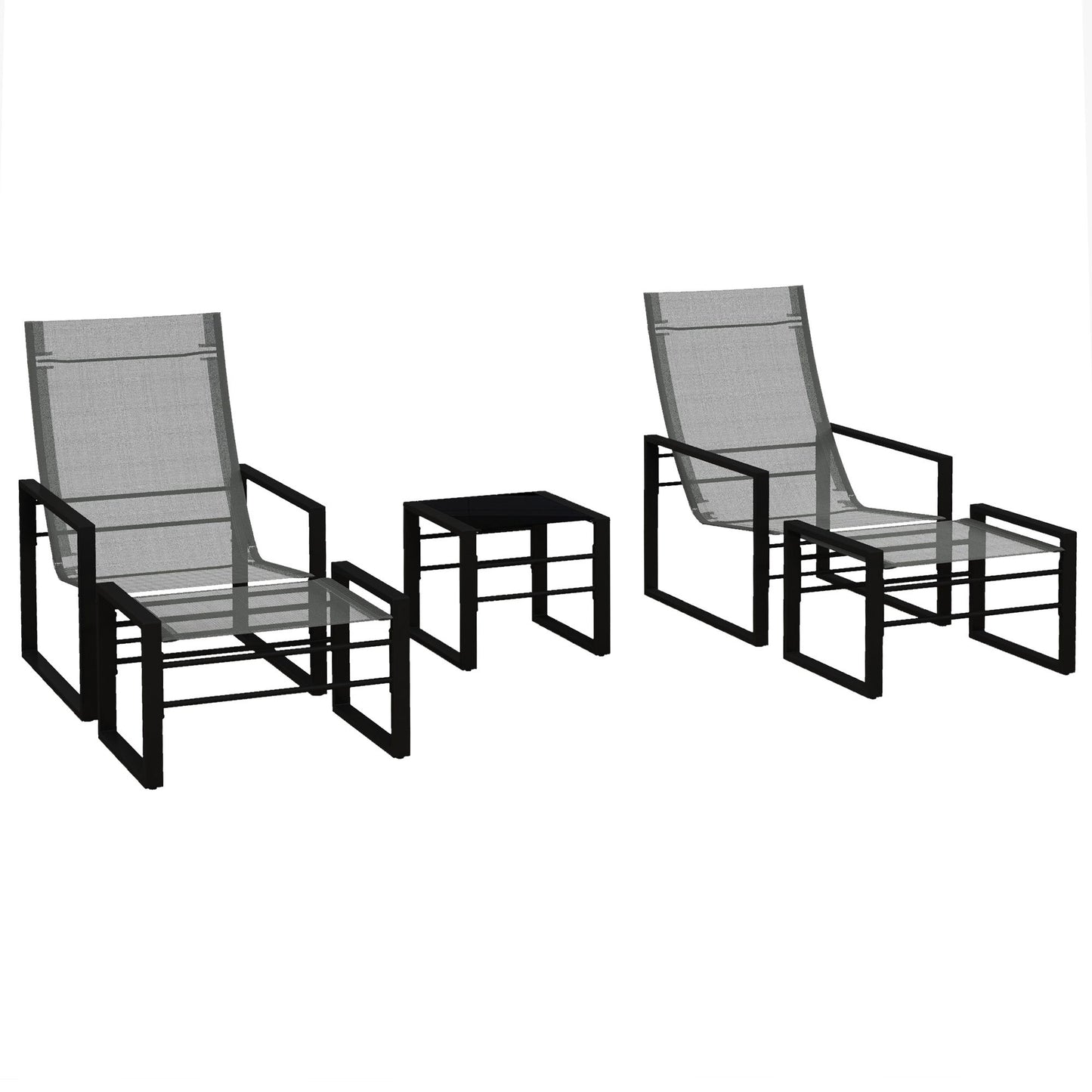 Loungeset – Tuinmeubilair – Buitenmeubels – Balkonset – Terrasstoel – Compact en Weerbestendig – Comfortabel Grijs Mesh