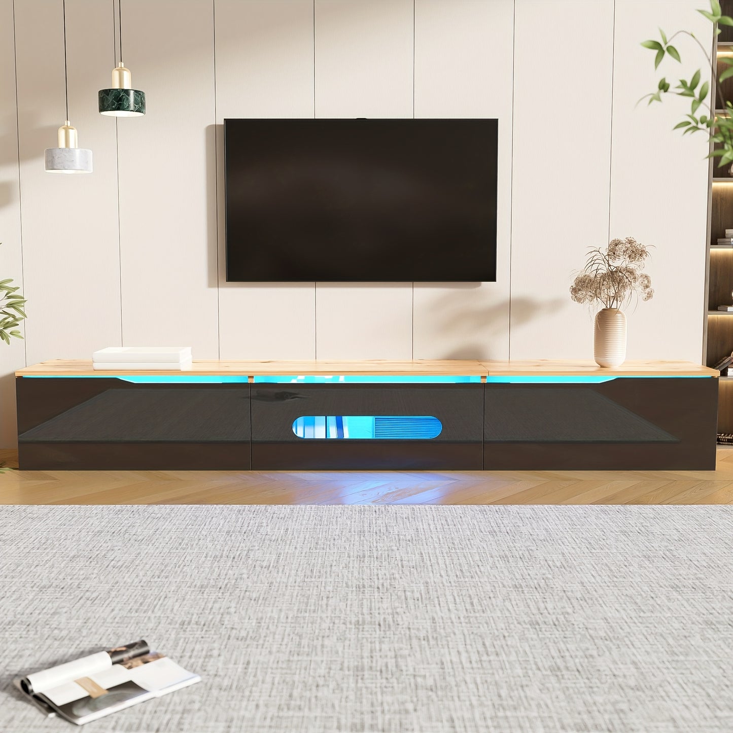 TV-meubel – TV-kast – TV-dressoir – TV-standaard – TV-bank – Hoogglans Afwerking – 180 cm Breed – Muur- en Vloerbevestiging