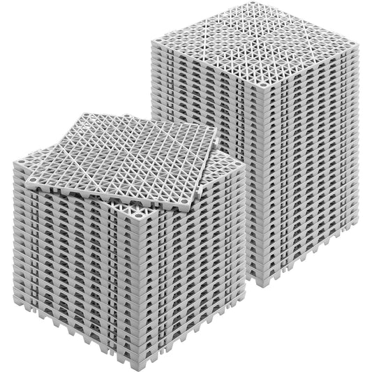 Modulaire Drainagematten – Drainage Tegels – Antislip Matten – Waterafvoer Vloermatten – PVC Legplaten – 50 Stuks 30x30 cm – Duurzaam en Eenvoudig Koppelbaar – Grijs