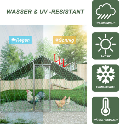 Kippenren – Kippenhok – Konijnenhok – Dierenren – Buitenren – 2x2 Meter – Waterdichte PE Doek – Veiligheidslock